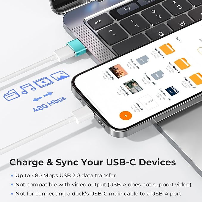 Basesailor USB to USB C Adapter 2 Pack,Type C Female to USB A Male Charger Cable Converter for Apple Watch Ultra iWatch Series 9 7 SE,AirPods Pro 2,iPhone 15 14 13 12 Plus Max,iPad 9 10 Air 4 5 Mini 6