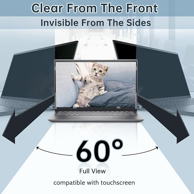 IPROKKO Laptop Privacy Screen 15.6 Inch for Hp/Dell/Asus/Acer/Samsung/Lenovo/HUAWEI, Removable 16:9 Aspect Privacy Filter, Anti Glare Blue Light Laptop 15 in Black Spy Security Shield