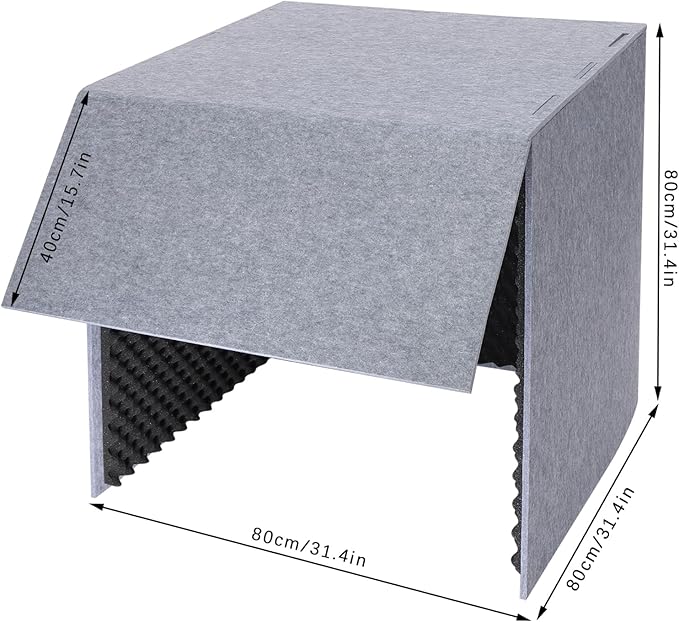 Desktop Soundproof Cover, Portable Vocal Recording Booth Isolation Booth Small Music Recording Studio Vocal Sound Absorbing Shield Sound Proof Foam Panels for Offices,Home,Recording Studios (Black)