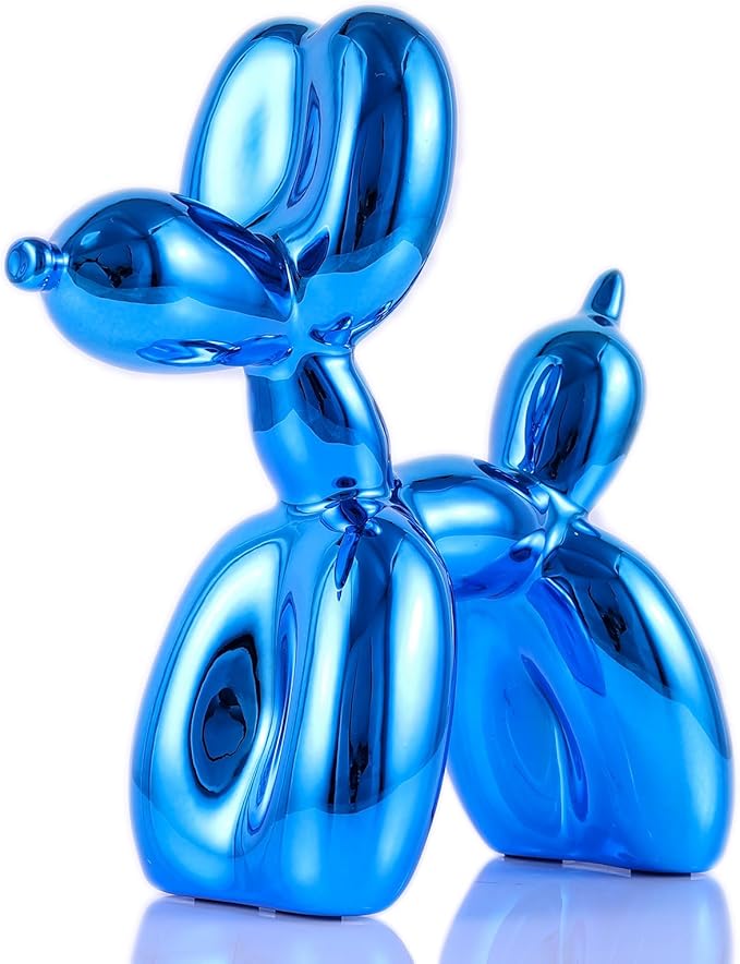 Blue Balloon Dog Decor - Animal, Shelf, Preppy Room, Cute Statue, Modern Sculpture, Gold Decorations, Small Figurines