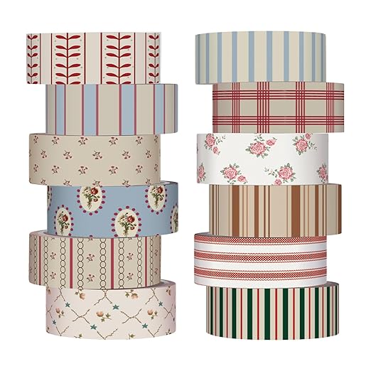 YooNotee 12 Rolls Watercolor Floral Washi Tape Set 15 mm Vintage Flower
