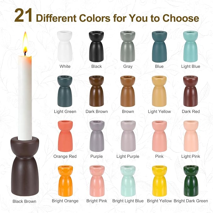 uxcell 3 Pack Candlestick Holder Black/White/Brown Ceramic Taper Candle Holder Candle Stand Holders Modern Style Decoration for Centerpiece Tabletops Anniversary