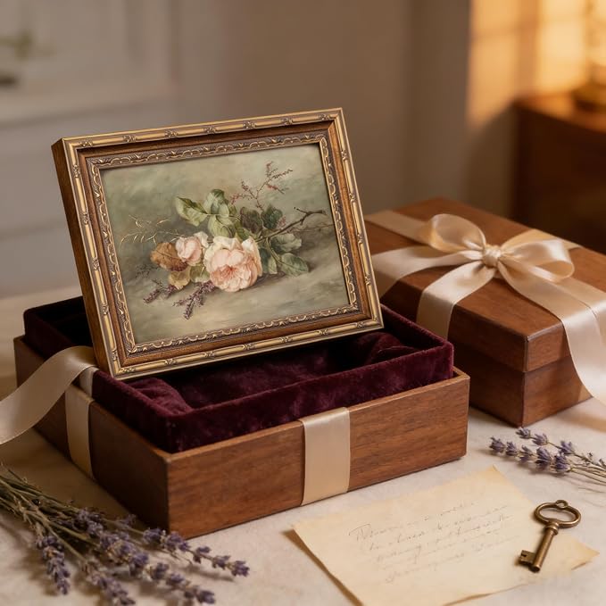 Vintage Gold Framed Flower Still Life Wall Art Retro Rose and Wildflower Wall Decor Pink Floral Print artwork Farmhouse Country Flower painting Picture for Gallery Kitchen Living Room Bedroom 16X24in