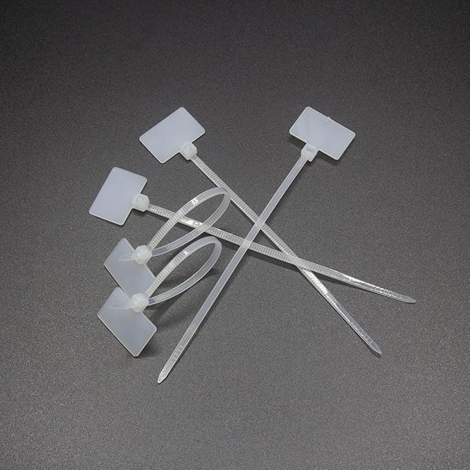 REXUS Plastic Cable Tie With Outer Label 100 Pcs Write on Tags Wire Zip Ties Cable Mark Tags 3 x 100mm Nylon Power Marking Label Binding Strap(CT_PL_LO100)