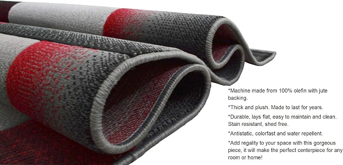 HR 8’ x 10’ Rug in Lava - Premium Quality Lava/Black/Gray Abstract Geometric Modern Squares Pattern Area Rug - Contemporary Styling for Living Room, Bedroom - Unique Home Decor