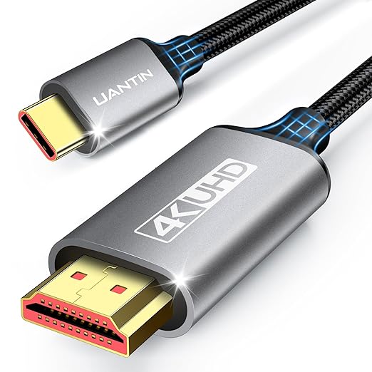 USB C to HDMI Cable 6Ft | 4K High-Speed USB 3.1 Type-C to HDMI Cord [Thunderbolt 3/4/5 Compatible] with MacBook, Galaxy S9 to S24, iPhone 15/16, iPad Pro, iMac, Surface