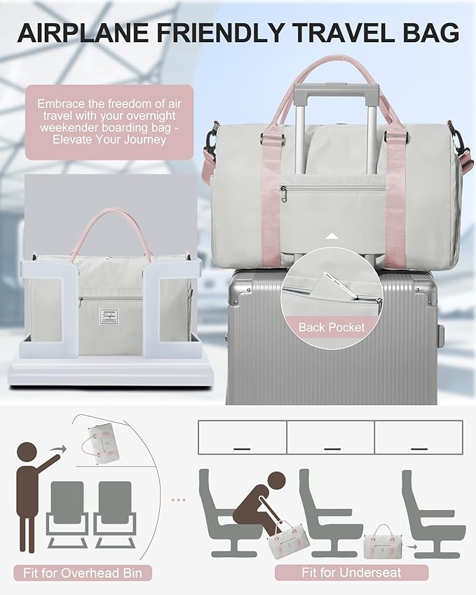 Gym Bag Womens Mens with Shoes Compartment and Wet Pocket Travel Duffel Bag for Women for Plane Sport Gym Tote Bags Swimming Yoga Waterproof Weekend Overnight Carry on Bag Hospital Holdalls
