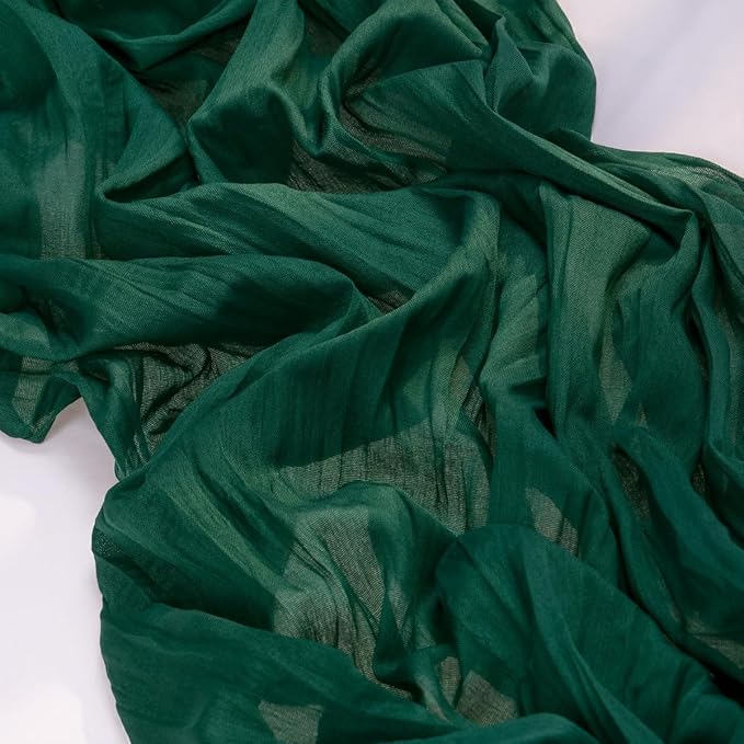 MLMC Emerald Green Table Runner Boho Dark Green Christmas Cheesecloth Table Runner 10ft Sheer Gauze Cheese Cloth Decorations for Wedding Bridal Shower Home Party Decor