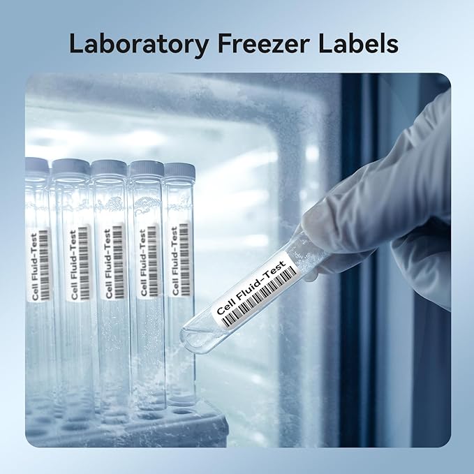 NIIMBOT M2/M3 Labels Low-Temperature Label Paper 1.44'' x 0.37'' (385Labels/Roll), Liquid Nitrogen Medical Scientific Research Sample Detection Centrifuge Tube -198°C Freezing Adhesive Sticker