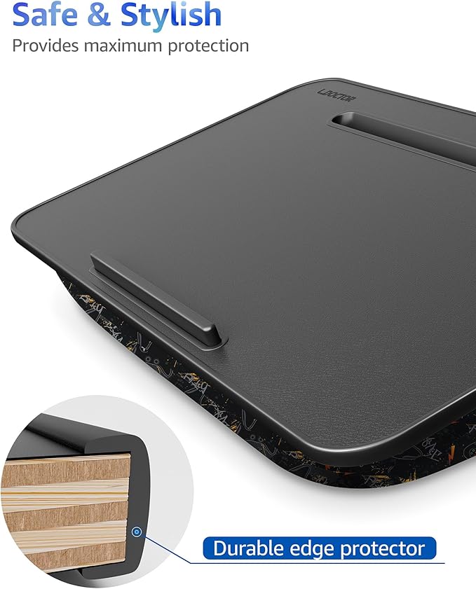 Lap Desk – L.DOCTOR Cushioned Lap Desks, Portable Laptop Desk for Bed, Couch & Floor, Washable Cushion, Built-in Phone & Tablet Slot, Fits 17.3" Laptop – Working, Writing, Gaming – Large, Joysticks