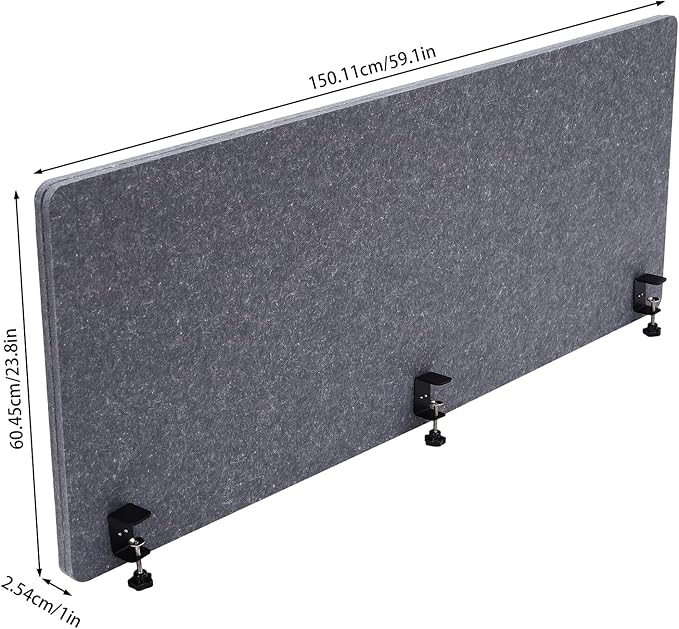 Desktop Privacy Panel, Sound Absorbing Cubicle Desk Divider Privacy Panel for Reduces Noise and Visual Distractions, Office Partition, Clamp-on Type (Grey)