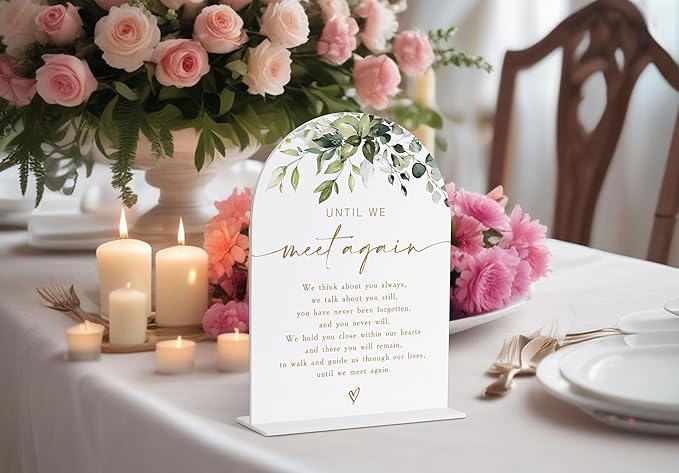 Wedding Memorial Sign, Greenery Gold Bridal Shower Decorations, Memorial Table Sign, Wedding Signs for Ceremony and Reception, Engagement Party Desk Decorations, Wedding Table Acrylic Decor - 40