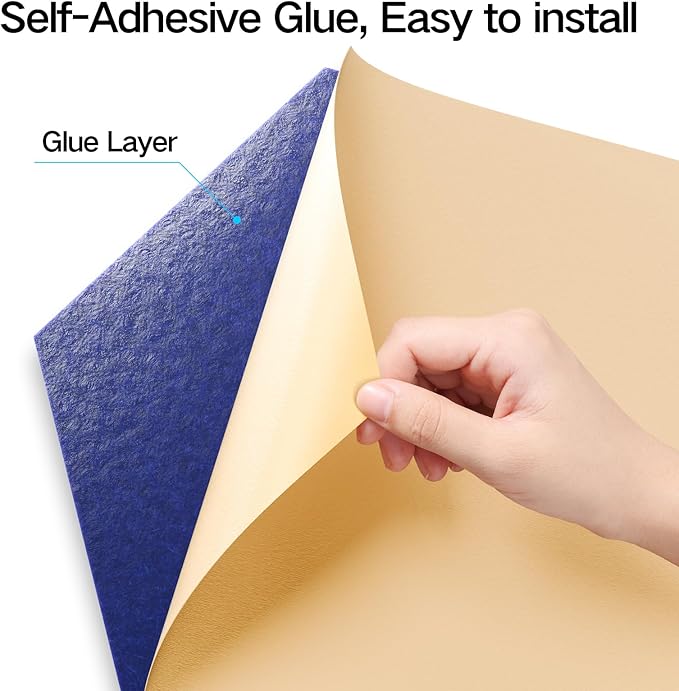 12 Pack Self-Adhesive Acoustic Panels 12" X 10" X 0.4" - Sound Proof Foam Panels with High Density, Y-Lined Design, Flame Resistant, Absorb Noise and Eliminate Echoes(Telecom Blue)