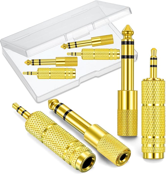 8 Pack 3.5mm to 1/4" Adapter, Headphone Jack Adapter, 1/8 inch Male to 1/4 inch Female and 1/4" to 3.5mm Audio Converter for Electric Guitar, Keyboard, Mixer, Amp, Amplifier, Bass, Headphone, Headset