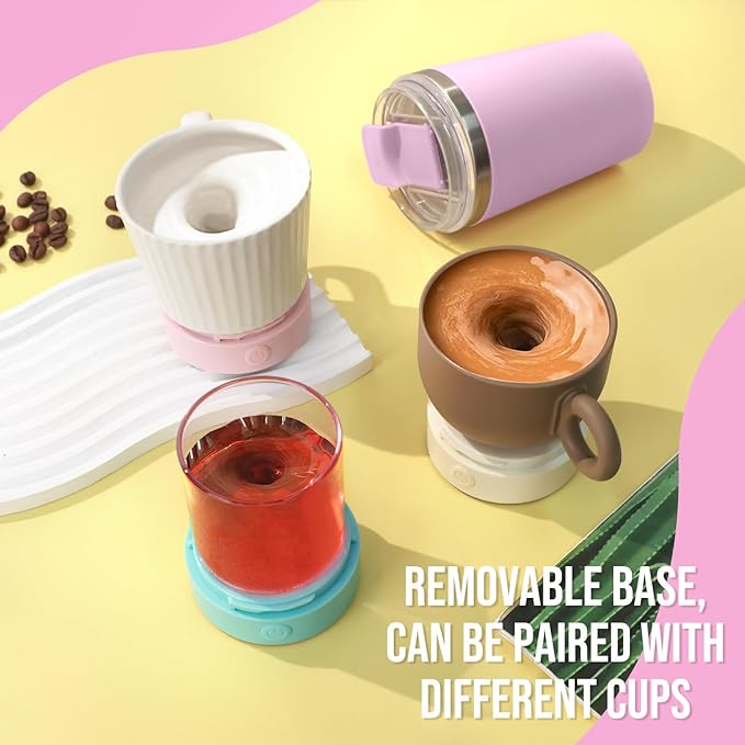 hatisan Self Stirring Coffee Mug With Lid Electric High Speed Self Stirring Mug 400ml Rechargeable Detachable Stainless Steel Self Stirring Cup for Coffee, Milk, Cocoa Christmas Gift(Purple)