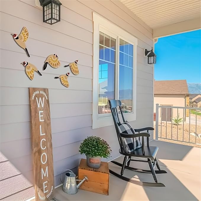 5 Piece Wooden Bird Wall Hanging Ornaments Set Farmhouses Scandinavian Home Decors For Bird Lover Handmade Wall Art Wood Nursery Wall Decorations
