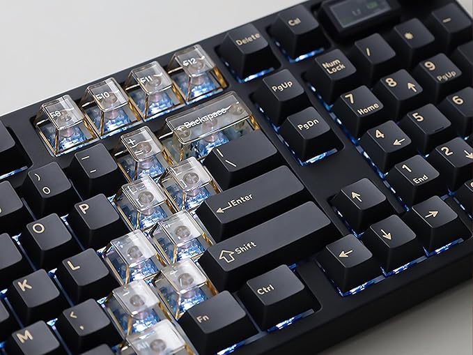 NJ98 Wireless Custom Mechanical Keyboard with Screen Knob 96% Hot Swappable RGB Keyboard Mac Windows (Black Samurai, Brass Plate-Box Deep Sea)