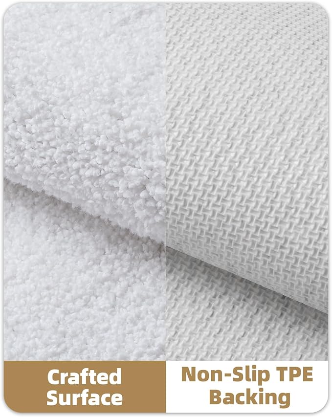 Color&Geometry White Large Bathroom Rugs, Absorbent, Non Slip, Soft, Washable, Quick Dry, 24"x36" Bath Mats for Bathroom, Microfiber Bath Rug Shower Mat