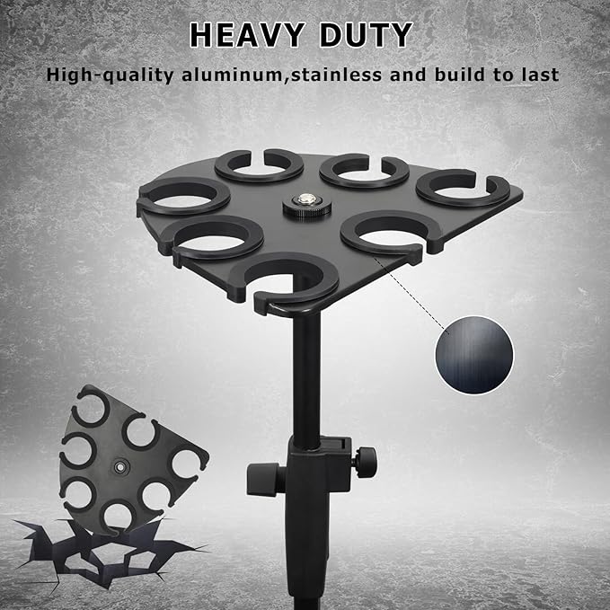 Joyvio Multi Mic Holder for Wired and Wireless Mics, Organizes Up to 7 Mics, Aluminum, Black
