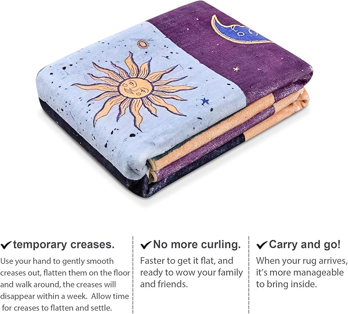 Boho Sun and Moon Washable Rug Ultra Thin, Vintage Mystical Celestial Checkerboard 4x6 Area Rug for Living Room Entryway Kitchen Dorm, Hippie Retro Aesthetic Cute Trendy Indie Bedroom Accent Carpet