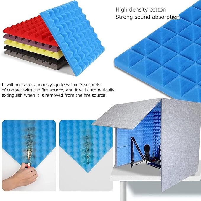 Sound Proof Foam Panels, Sound Proof Foam, Sound Proof Booth, Desktop Soundproof Cover,self Made Sound Recording Studio,Vocal Sound Absorbing Shield,for Studio Desk,Recording Booth,Grey