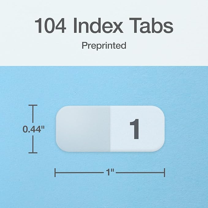 Redi-Tag Weekly Adhesive Tabs, Preprinted Weekday Tabs, 2 Sets of 1-52, 7/17" x 1", 2 Sets, Durable and Customizable Labels with Permanent Adhesive for Planners and Files, White (1006547)