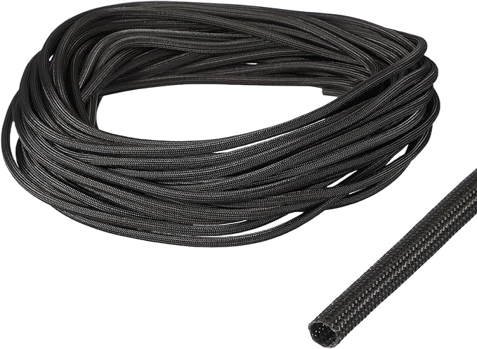 uxcell Insulation Cable Protector,4mm/0.16 Inch-15m/49 Feet High Temp Fiberglass Sleeve Black