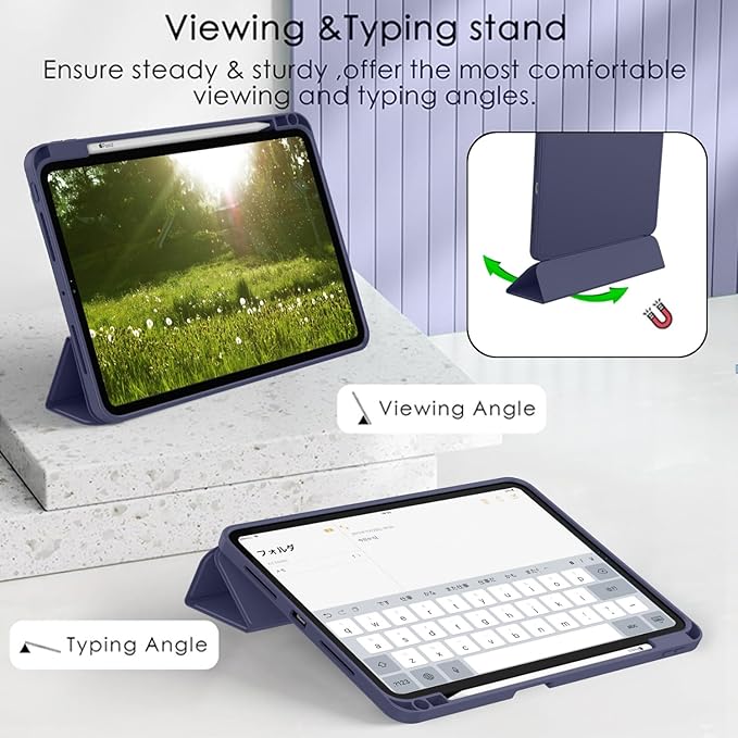 ZryXal iPad Pro 11 Inch Case (M5) 2025/ (M4) 2024 (Model: A2836/A2837/A3006), Trifold Stand Smart Cover with Pencil Holder and Soft TPU Back, Auto Wake/Sleep (Dark Blue)