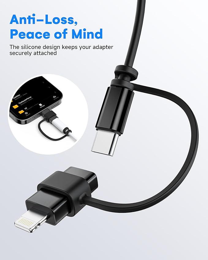 MFi Certified USB C to Lightning Adapter 2-Pack, 27W Fast Charging & Data Sync, Lightning to USB Type C Cable Adapter Compatible with iPhone 14/13/12/Pro/Max, iPad, AirPods, with Anti-Loss Lanyard