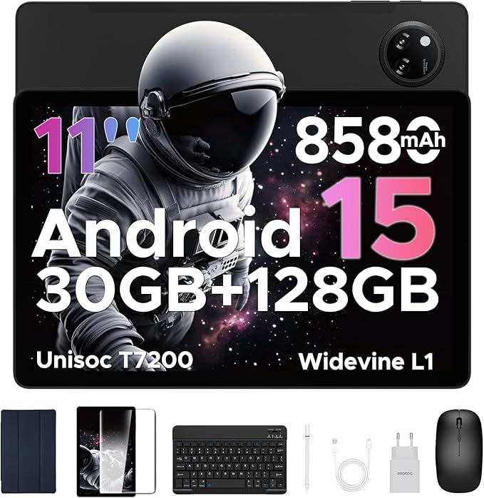 DOOGEE Tab A9 Pro+(2025) 11 inch Tablet with Keyboard,Android 15 Tablet with 90Hz Display,30GB+128GB/TF 2TB Octa-Core Gaming Tablets,8580mAh,1080P,BT 5.0+5G WiFi Tablets,13MP+5MP,Face ID/OTG