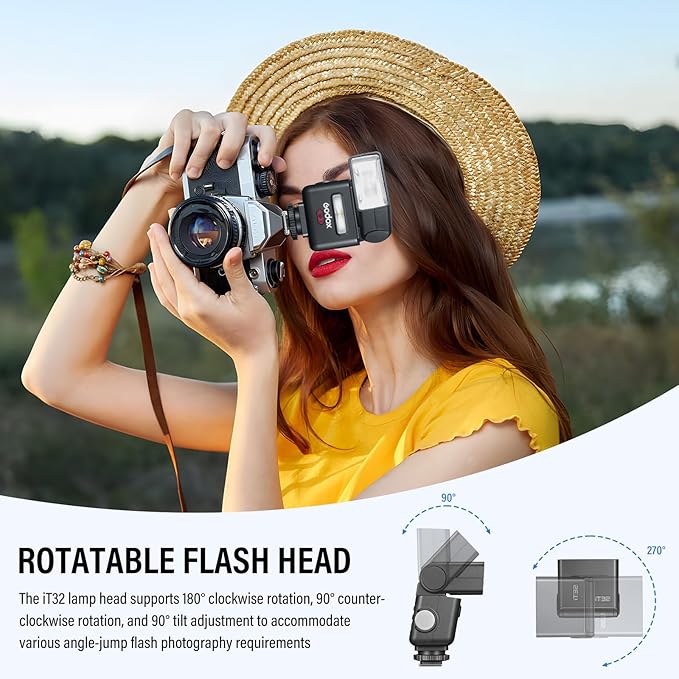 Godox IT32 TTL Camera Flash for Fujifilm with X5F Trigger & Diffuser kit,Magnetic Hotshoe & Trigger 2-in-1,2.4G Wireless,HSS 1/8000s,GN18,LED Modeling Lamp,Colorful Touch Screen,Rotatable Flash Head