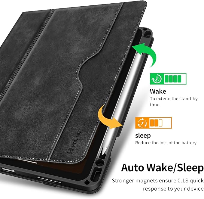 H HOLIMET Case for iPad Air 11 inch 2025 M3, iPad Air 4th/5th/6th Generation 10.9 Inch with Pencil Holder Pocket Typing Angle Auto Sleep/Wake Muti-Stand Vegan Leather