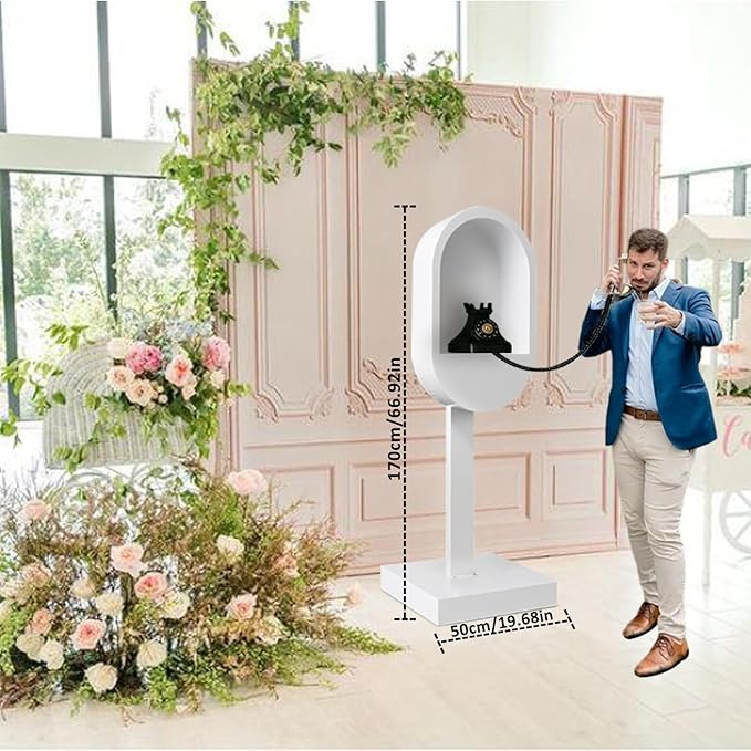 Audio Guest Book Phone Booth Stand, Romantic Audio Guestbook Telephone Booth for Wedding Birthdays Party Graduation Baby Shower Retirement Special Occasions Decoration