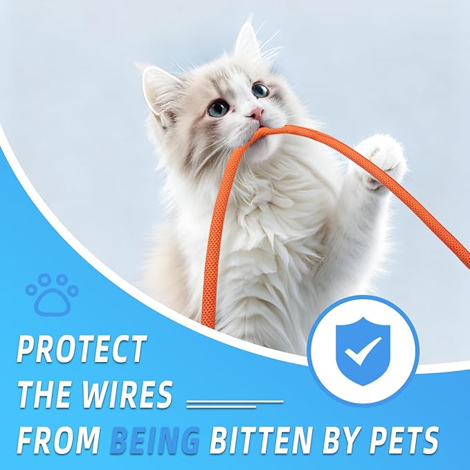 Automotive Wire Loom Tubing, Split Braided Cord Protectors from Pets No Chew, Flexible Cable Sleeve Cable Management for TV/Computer/Electric Wires (Orange, 3/4"-25ft)