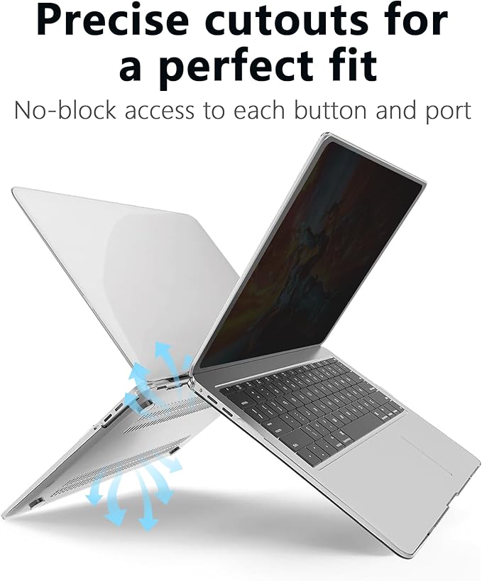 Halloive Magnetic Privacy Screen Protector Compatible with MacBook Air 13.6/13 Inch (2022-2025, M2, M3，M4), Hard Shell Case + Keyboard Cover + Screen Protector Crystal Clear Anti-Spy Anti Fingerprint