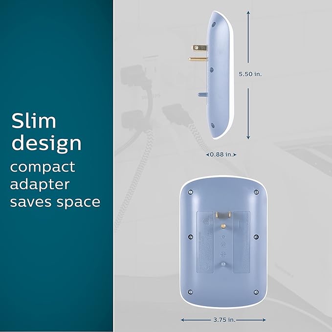 Philips 6-Outlet Extender Surge Protector, Wall Tap, 900 Joules, 3-Prong, Space Saving Design, Protection Indicator LED Light, ETL Listed, White, SPP3461WA/37