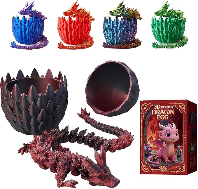 15inch 3D Printed Dragon Eggs Fidget Toys,Mystery Crystal Dragon Egg for Easter Basket Stuffers, Easter Toys & Decor – Unique Easter Basket Essentials for Kids & Collectors