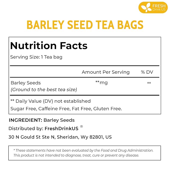 FreshDrinkUS, Premium 120 Barley Tea Bags, 100% Natural & Pure from Barley. Herbal Tea. Made with Natural Material Tea Bags. No Sugar, No Caffeine, No Gluten, Vegan.