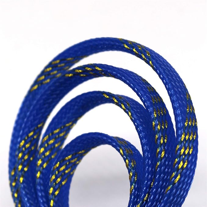 30ft PET Expandable Sleeving Wire Cable Sleeve (1/2" Gold&Blue 30ft)