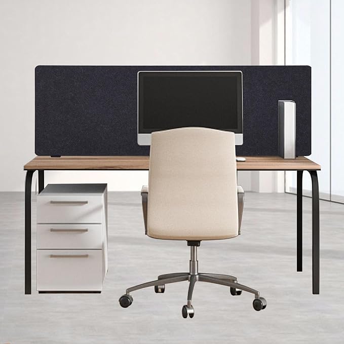Acoustic Desk Divider, 59.1 x 23.8In Office Divider Panel, Noise Reducing Desk Privacy Panel for Office Table Sound Proof Dividers Office Furniture Partitions