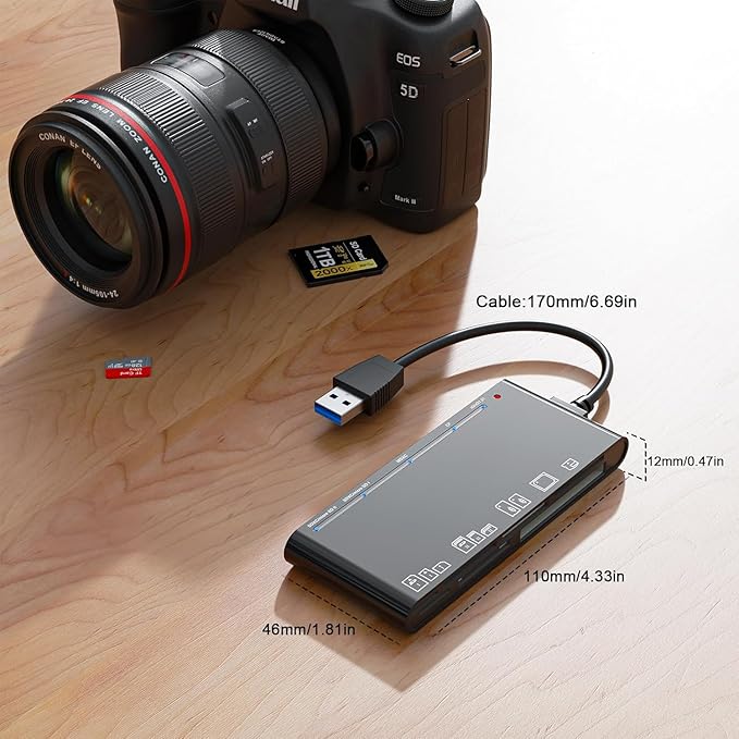 XD Multi Card Reader, SD/TF/CF/Micro SD/XD/MS 7 in 1 USB3.0 Fast 5Gbps Memory Card Reader/Writer/Hub for SD SDXC SDHC CF CFI TF Micro SD Micro SDXC Micro SDHC MS MMC UHS-I Cards,Windows/Linux/Mac OS