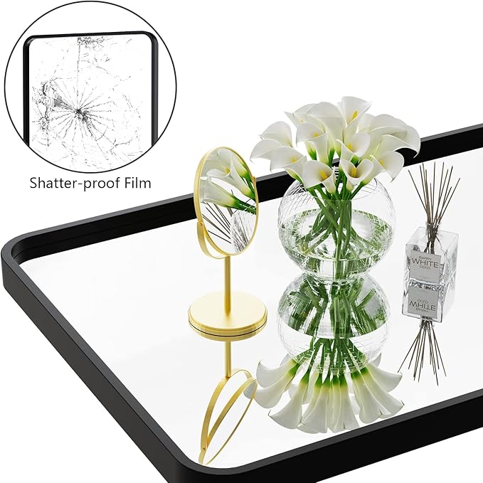 Black Full Length Mirror for Bathroom, 21"x64" Long Metal Framed Full Body Mirror, Rectangle Floor Mirror Leaning Against Wall for Dressing Living Room Bedroom Entryway