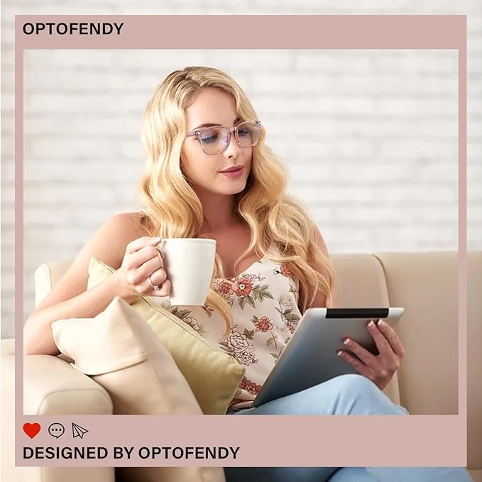 OPTOFENDY Blue Light Blocking Glasses Women Men, Computer Eyeglasses Anti Blue Light Glasses with Anti Eyestrain & UV