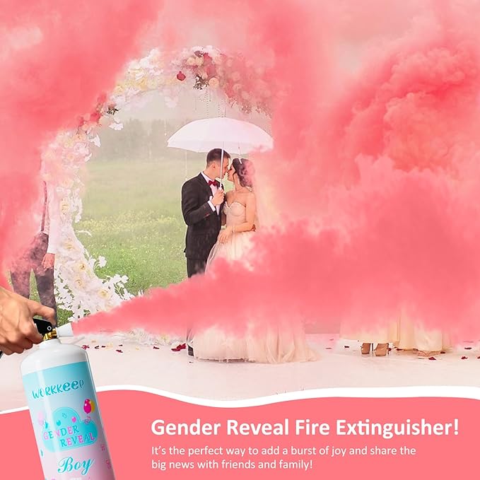 Giant Gender Reveal Fire Extinguisher Color Blasters: 2 Pcs Pink Blaster Only for Baby Girl with Pink Smoke suitable Gender Reveal Party Decorations - Blasts 20+ Feet (Pink)
