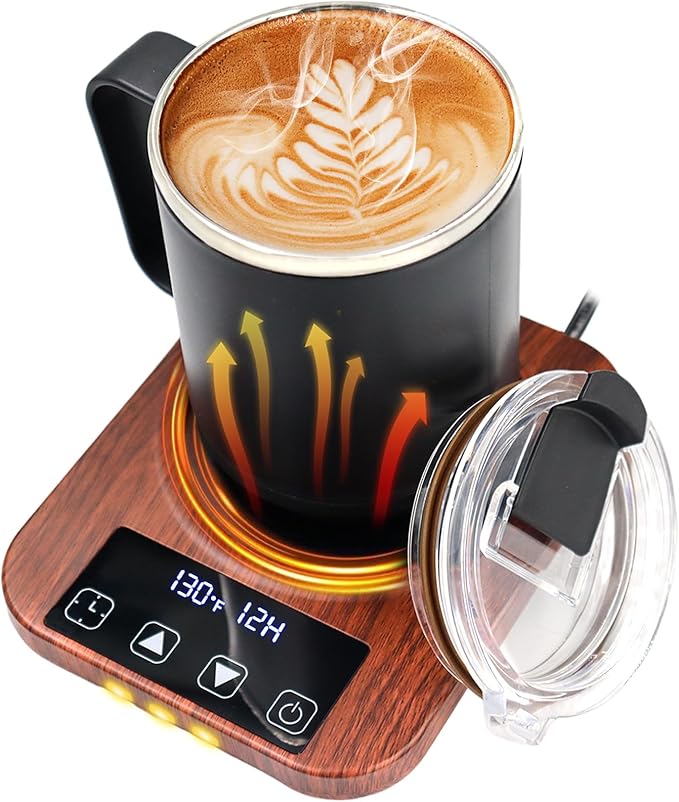 Coffee Mug Warmer Set for Desk - Candle Warmer, 9 Temp Coffee Cup Warmer Auto Shut Off, 1-12H Timer Smart Beverage Warmer, Candle Warmer Plate Candle Melter, Heated Coffee Mug, Charging Coaster