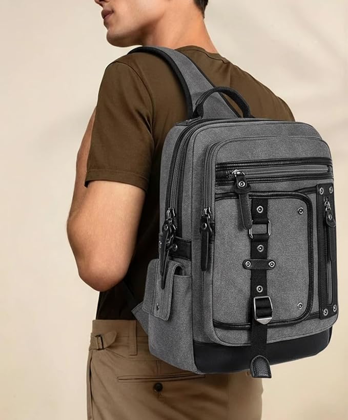 Schkleier Messenger Bag for Men Canvas Sling Bag Crossbody Backpack Laptop Shoulder Bag Hiking Daypacks Casual Tactical