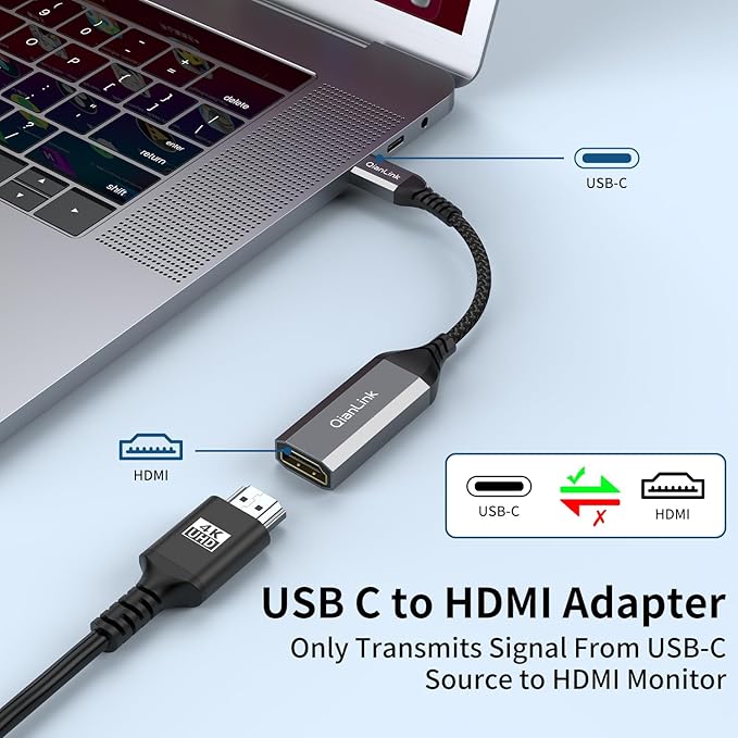 USB Type C to HDMI Adapter, USB C to HDMI 4K Cable [Thunderbolt 3/4] for MacBook Pro/Air 2023, iPhone 15 16 17 Pro Max, Dell XPS, Pixelbook, Surface, IPad Pro, iMac, XPS 17, Galaxy S25 S24