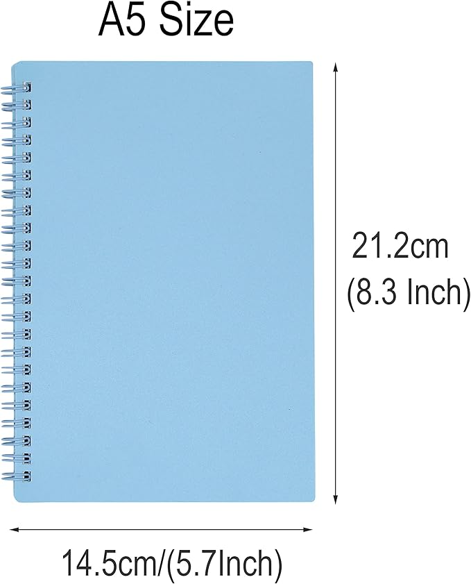 Yansanido Spiral Notebook, 6 Pcs A5 Thick Plastic Hardcover Graph Paper 6 Color 80 Sheets -160 Pages Journals for Study and Notes (6 colors, A5 5.7" x 8.3"-Grid)