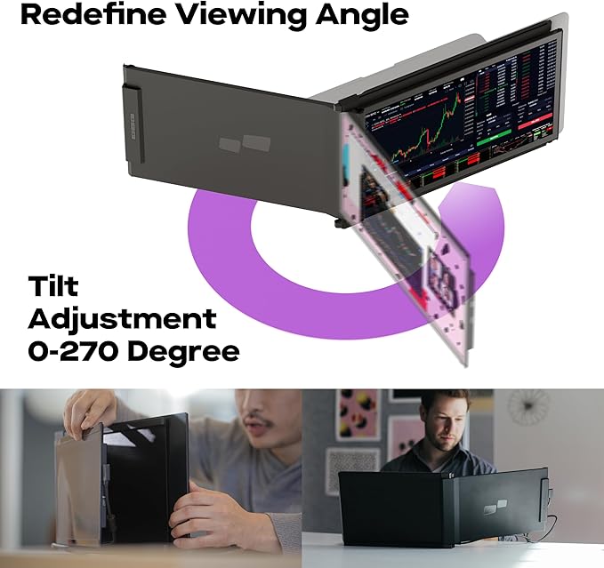 Portable Monitor for Laptops, New Mobile Pixels Duex Plus DS 13.3" FHD 1080P Laptops Screen Extender, USB Type-C/HDMI Plug and Play Laptop Extended Monitor, Windows/macOS/Android/Switch Compatible