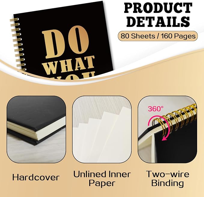 YAZMEEN Funny Saying Black Gold Spiral Notebook（160 Pages） Do What You Love Blank Hardcover Notebook Employee Appreciation Gift Office Gift Funny Notebook Birthday Gift for Coworker Colleague Friend